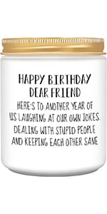 Homsolver Friends Birthday Christmas Gifts for Women, Friend Funny Scented Soy Candles Gift, Our Friendship Candle Premium Lavender Scent