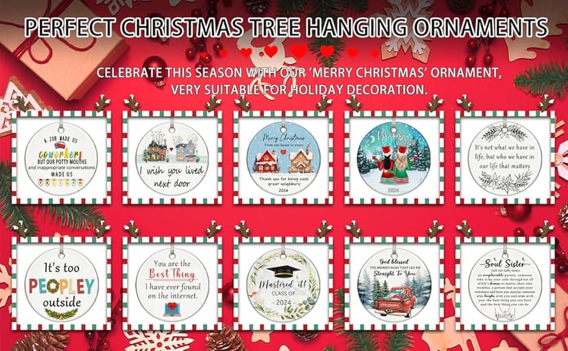 Christmas Ornaments 2025,Neighbor Gifts Merry Christmas Ornament Neighbors Gift Ideas for Neighbors Best Friends Women Boyfriend Girlfriend Xmas Tree Decor(Neighbor Ornaments)