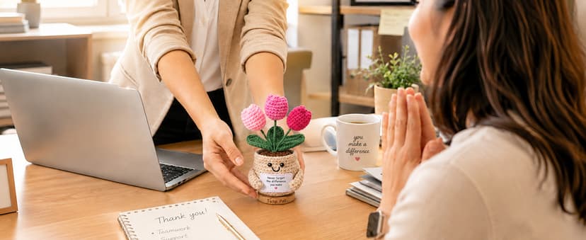 Positive Crochet, Appreciation Gifts for Coworkers, Employees, Boss, Friends, Nurses, Teachers, Retirement, Farewell (Orange) INSPRING Thank You Gifts for Women, Emotional Support Crochet Tulips Flower B0HC3DHJYS
