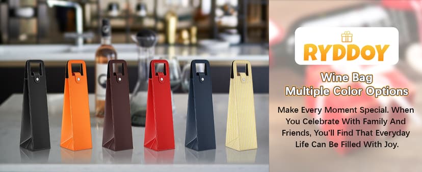 Wine Gift Bag, Reusable Leather Wine Tote Carrier, Single Bottle Champagne Beer Gift Bags Carrier for Birthday, Wedding, Picnic Party, Christmas Gifts (Red)