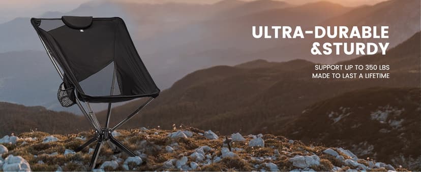 TCEK TCEK Portable High Back Camping Chair with Adjustable Height, Small Compact Outdoor Folding Chair for Adults Travel, Riselite Collapsible Lightweight Packable Camp Chairs, Easy Carry and Quick Setup