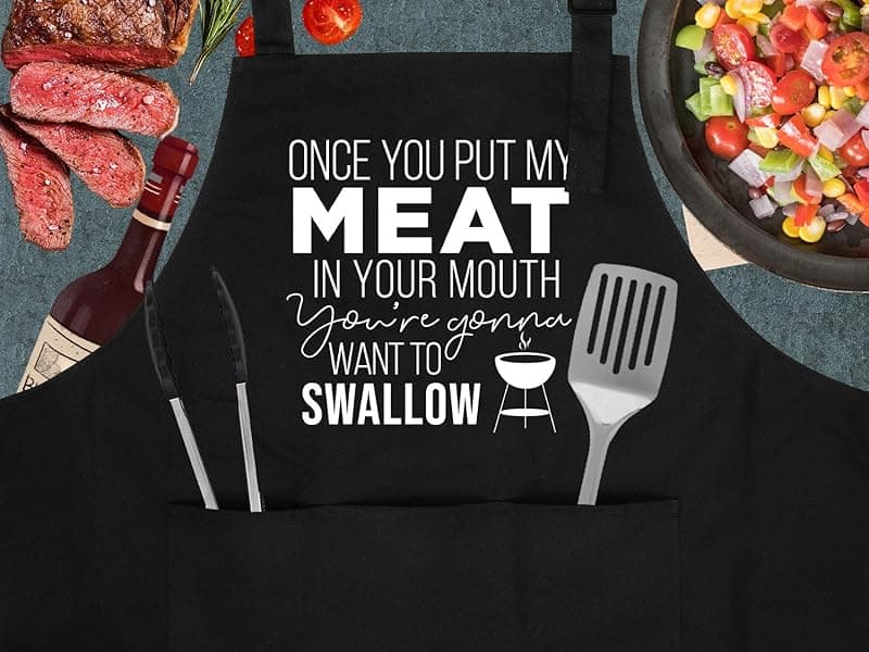 Miracu Funny Cooking Aprons for Men Husband - Christmas, Santa, Birthday Funny Male Gifts for Mens Best Friend, Gifts for Male Friends Guy Boyfriend Chef Man Him - Grilling Grill BBQ Apron w/Pockets