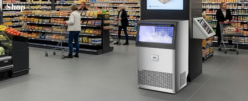Commercial Ice Maker,200 lbs/24H,96 Cubes in 14 Mins,Stainless Steel Ice Machine with 33 lbs Storage Capacity,Water Filter,Self-Cleaning,Under Counter/Freestanding Ice Maker for Restaurant,Cafe,Home