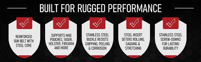 VICI Tactical Men's Steel Core Leather Gun Belt for Concealed Carry