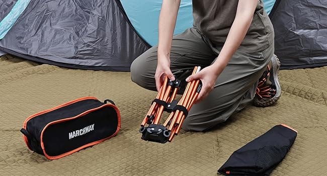 MARCHWAY Lightweight Folding Camping Chair, Portable Foldable Compact for Outdoor Camp, Travel, Beach, Picnic, Festival, Hiking, Backpacking, Supports 330Lbs (Orange)