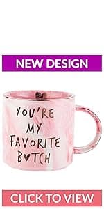 Best Friend Birthday Gifts for Women - Funny Friendship Gift for Bestfriend, Besties, BFF, Sister, Boss Woman, Big Sis, Sorority, Mom - You're My Favorite - Cute Pink Marble Mug, 11.5oz Coffee Tea Cup