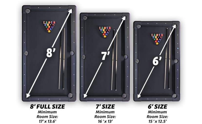 GoSports 6, 7, or 8 ft Billiards Tables - No Assembly, Choose Your Color - Portable Pool Table Includes Full Set of Balls, 2 Cue Sticks, Chalk and Felt Brush