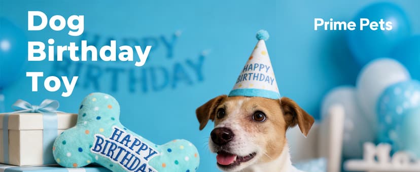 PrimePets Dog Birthday Toys, Plush Dog Squeaky Toys, Stuffed Puppy Chew Toy for Small Medium Large Dogs, Bone Pet Toy B09C5RZ8DT