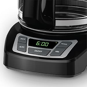 BLACK+DECKER 12-Cup Digital Coffee Maker, Programmable, Washable Basket Filter, Sneak-A-Cup, Auto Brew, Water Window, Keep Hot Plate, Black