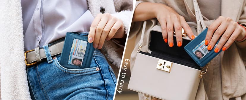 XINNSTAR Small Wallet for Women, Genuine Leather RFID Blocking Credit Card Holder Slim Compact Coin Purse Women's Wallets with ID Window 8 Card Slots