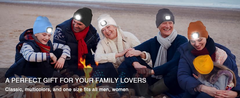 CENSGO Unisex Hat with Light, USB Rechargeable LED Headlamp Beanie, Gifts for Dad Father Men Husband Warm Knitted Cap