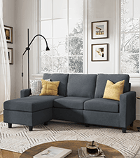 HONBAY Faux Leather Sectional Sofa, Convertible Sectional Couch L Shaped Couch Sofa for Small Space, Brown