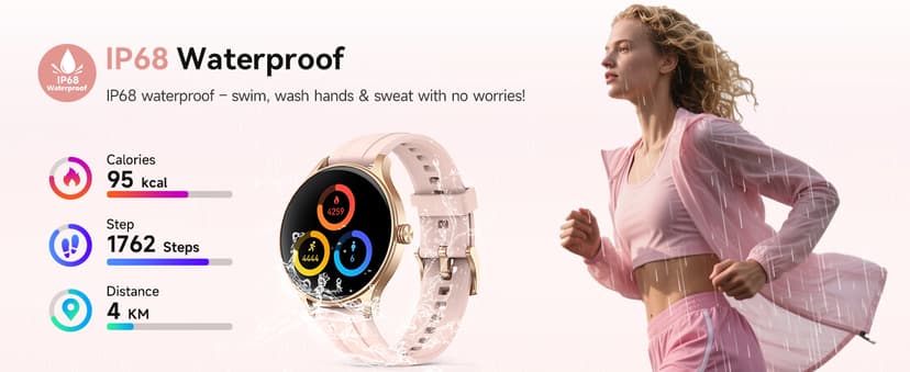 Smart Watches for Women (2 Bands), 1.27" Round Fitness Watch for Android iPhone with Bluetooth Calls (Make/Answer), AI Voice Command, Heart Rate/SpO2/Sleep Monitor, 12 Days Battery, IP68 Waterproof