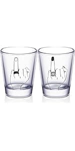Mimorou Bride and Groom Glasses 2 Pieces Ring Finger Wedding Funny Bride Wine Glass 2 oz Mr and Mrs Engagement Gifts Stemless for Newlyweds Couples(Classic,1.93 Inch)