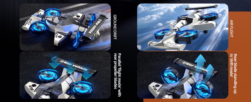 Remote Control Airplane Car Toys for Kids Ages 4-6-8-10-12, 2-in-1 Foam RC Plane Car Jet Mini Drone, Racing Car Stunt Plane Toys for Kids Boys Beginners 4 5 6 7 8 9 Year Indoor Outdoor Play