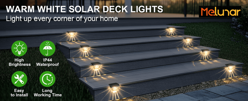 16 Pack Solar Deck Lights Outdoor, Solar Step Lights Waterproof for Outside, Yard, Patio, Garden, Pool, Railing, Stairs, Fence (Warm White)
