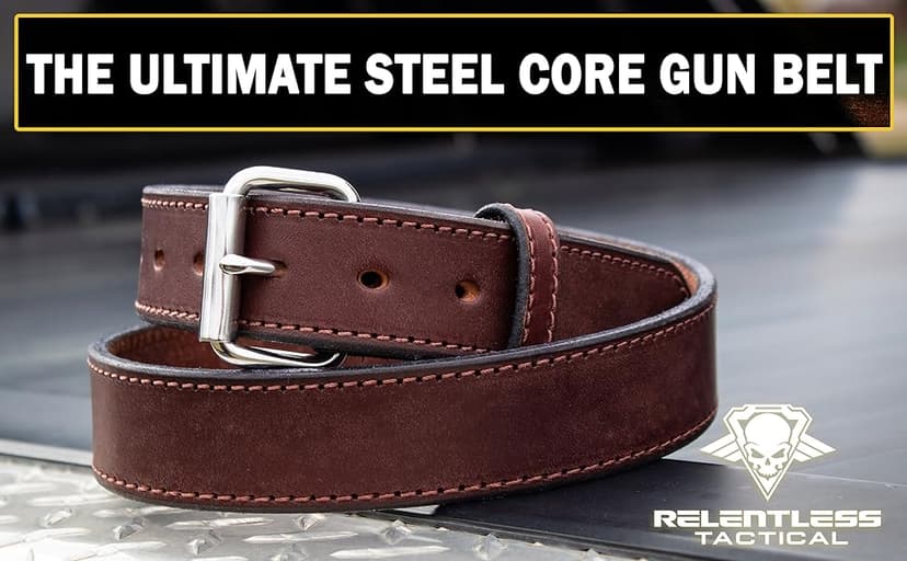 Relentless Tactical Ultimate Steel Core Gun Belt | Leather CCW Gun Belt w/Steel Core | Made in USA