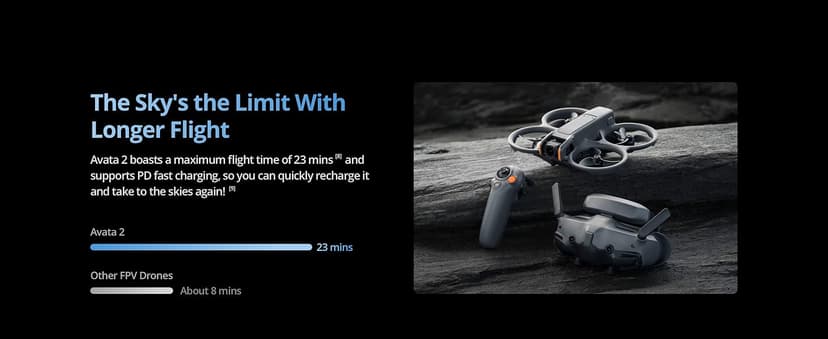 DJI Avata 2 Fly More Combo (3 Batteries), FPV Drones with Camera for Adults 4K, Immersive Experience, One-Push Acrobatics, Built-in Propeller Guard, 155° FOV, Drone Compliant with FAA Remote ID
