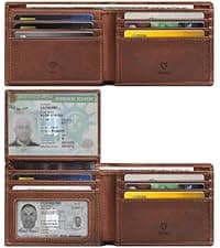 GSOIAX Slim Wallet for Men Rfid Blocking Leather Bifold Front Pocket Carbon Fiber Men's Money Clips Credit Card Holder With Gift Box B09P3QGR1D