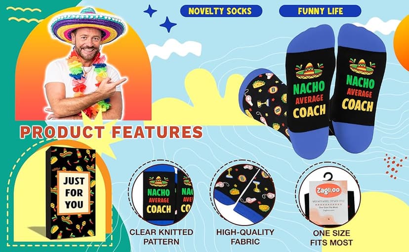 ZAGKOO Gifts for Teachers, Nurses, Bosses, Coaches - Funny Novelty Socks for Men, Women - Christmas, Thank You Gift Ideas
