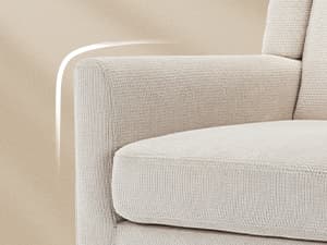 COLAMY Modern Wingback Living Room Chair, Upholstered Fabric Accent Armchair, Single Sofa Chair with Lounge Seat and Wood Legs for Office/Bedroom/Reading Spaces, Beige