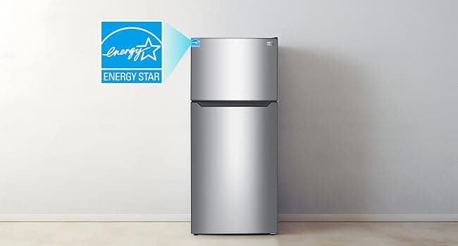 BLACK+DECKER 18.1 Cu. Ft. Top Mount Refrigerator with Ice Maker, 2-Door Refrigerator with Top Freezer, Freezer with Icemaker and Adjustable Temperature Control, ENERGY STAR, BR1810HIMS, Stainless Look