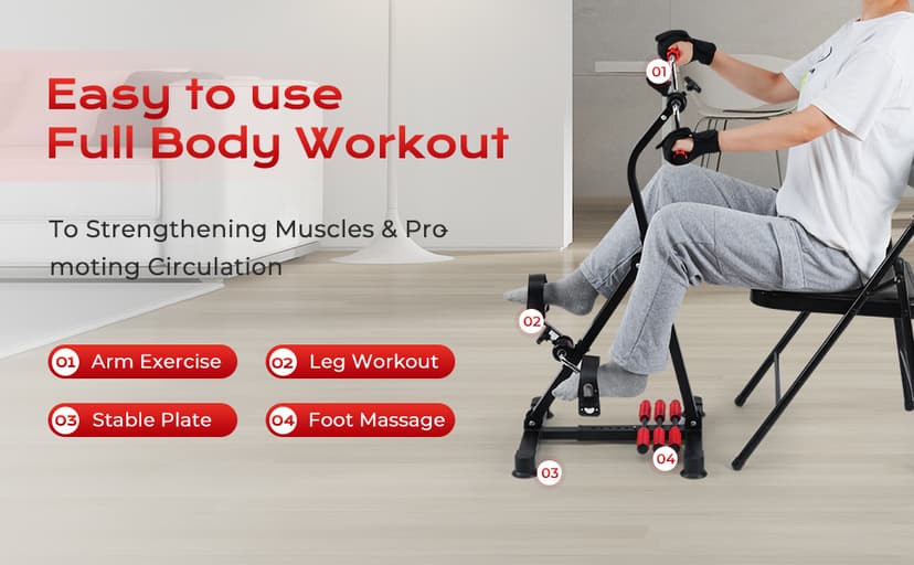 Adjustable Pedal Exerciser Bike for Seniors - Hand Arm Leg and Knee Therapy, Stroke Recovery, Portable Fitness Equipment for Total Body Workout - Great Gift for Elderly Rehab