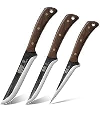 Butcher Knife Set, Hand Forged Butcher Chef Knife Set with Roll Bag, Sharp Meat Cleaver Knife & Bone Chopper Knives & Fillet Knives for Home & Camping & BBQ Gift for Men