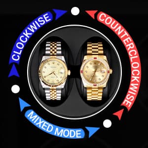 TIMECUBE 12 Watch Winder with 6 Storage Slots, LED Light and Automatic Motor-Stop (Carbon)