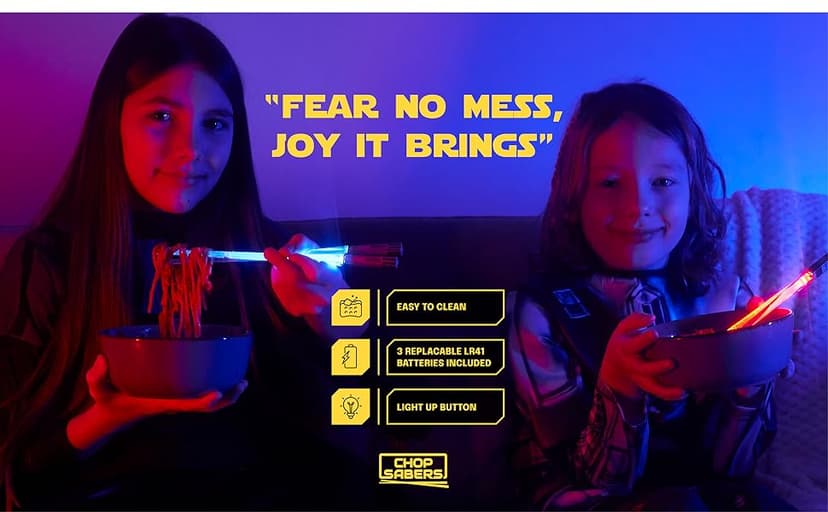 Lightsaber Chopsticks Light Up - LED Glowing Light Saber Star Wars Chop Sticks - Reusable Sushi Lightup Sabers Chopstick Set Of 1 Blue Pair