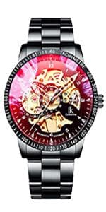 GLEIM Gute Mens Watches, Mechanical Skeleton Automatic Self-Winding Steampunk Watch for Men, Casual Clock Brown Leather Wrist Watch