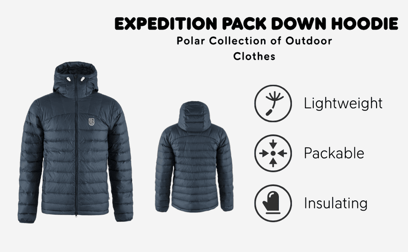Fjällräven Expedition Pack Down Hoodie Men's Jacket - Lightweight Warm Packable Insulated Winter Layer for Hiking Trekking