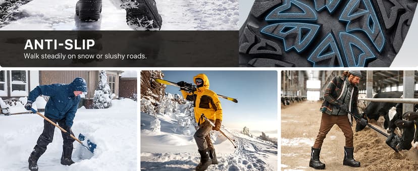 FREE SOLDIER Mens Snow Boots Insulated Waterproof Hiking Winter Shoes Nonslip Outdoor Ankle Cold Weather Boots with Warm Inner