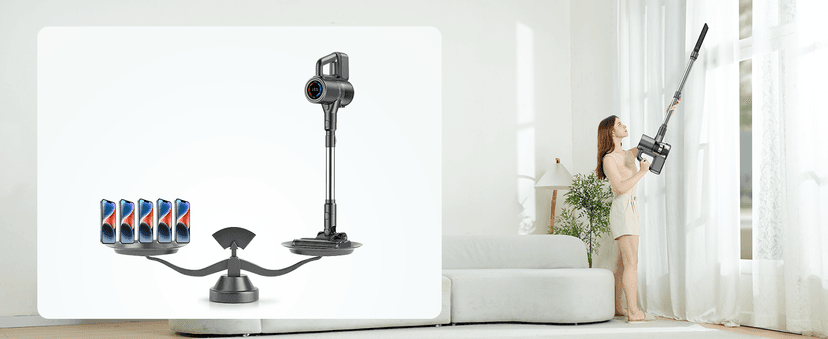 Cordless Vacuum Cleaner, 500W/40KPA Lightweight Stick Vacuum up to 40 mins Runtime, LED Display and Green Headlights, 6-Stages Filtration, Self-Standing Vacuum for Home Hard Floor, Carpet and Pet Hair