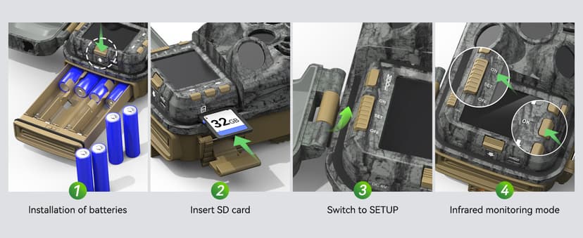 DEATTI Trail Camera 48MP 4K Game Camera with 8 Batteries 32GB SD Card,WiFi Bluetooth Connection,Trail Cameras with Night Vision Motion Activated Waterproof for Wildlife Deer Outdoor 0.1s Trigger Time