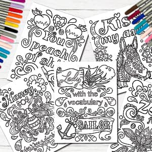 Maybe Swearing Will Help Adult Coloring Book Set - for Adults Relaxation with Markers in a Case - Motivational Swear Word Anxiety Relief - Color Cuss & Laugh Your Way to Less Stress