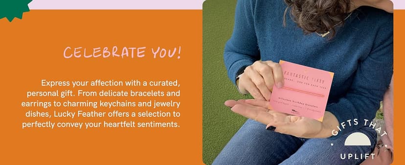 Lucky Feather 40th Birthday Gifts Women | Cute 14k Gold Dipped Beads Bracelet | Fabulous Forty Milestone Bracelet | 40th Birthday Bracelets For Women | Adjustable 7"- 8" Cord | 40 and fabulous