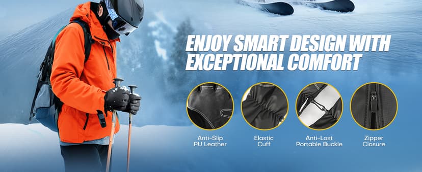 UMEWARM Winter Gloves Men Women Made with 3M Thinsalute, -20°F GEANI-TEX™ Waterproof Ski Gloves for Cold Weather, 5-Layer Thermal Snow Gloves, 10 Touchscreen Fingers Snowboard gloves for Cycling, Hiking