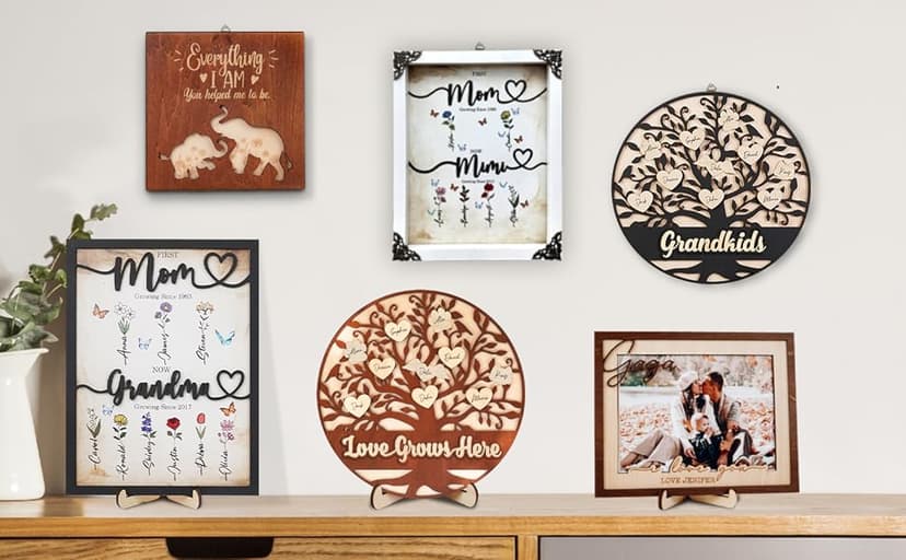 10" Hands Down Best Dad Ever DIY Handprint Kit with Acrylic Paint, Art Craft Family Keepsake Wood Frame Dad Keychain Birthday Father's Day Gift for Daddy, Papa Family Sign with Kids Names HF90-D