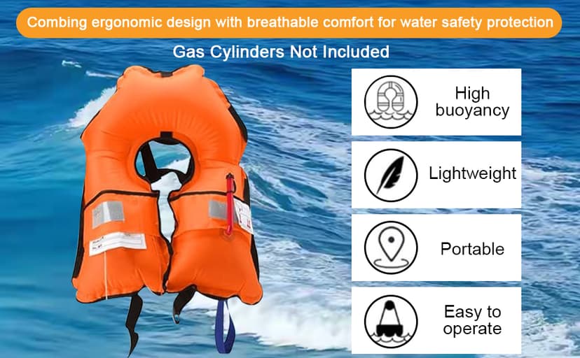 3-Pack Life Jackets for Men Women - 150N Automatic Inflation Swim Vest with Reflective Strips & Safety Buckle ~ Lightweight &Breathable