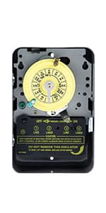Intermatic T104 24-Hour Mechanical Timer Switch - 208–277 VAC, DPST, Indoor Metal Enclosure, Heavy-Duty, Manual Override, 40 Amp - Ideal for Lights, Pumps, Fans, and HVAC Systems