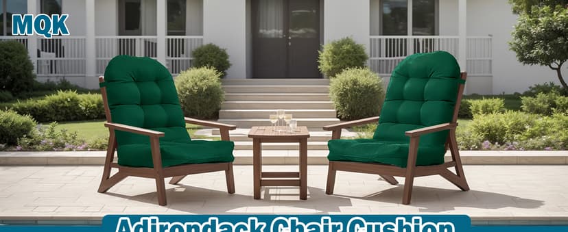 Adirondack Chair Cushions Set of 2, Waterproof Outdoor Seat Cushions for Patio Furniture, Thick Outdoor High Back Replacement Pads for Porch Lawn Wicker Chair, Rocking Chair Cushion, Emerald Green