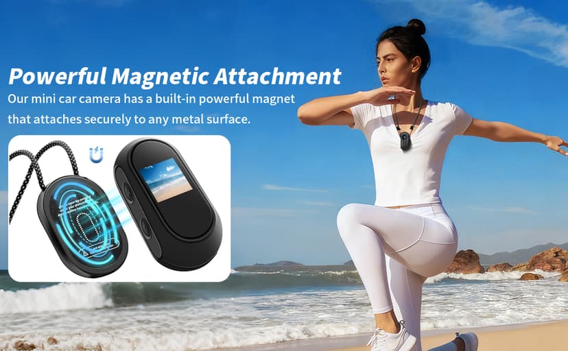 1080P Sports Action Camera with 64GB Card, Mini Body Camera Wearable Action Body Cam, Portable Recorder with Magnetic Back Clip