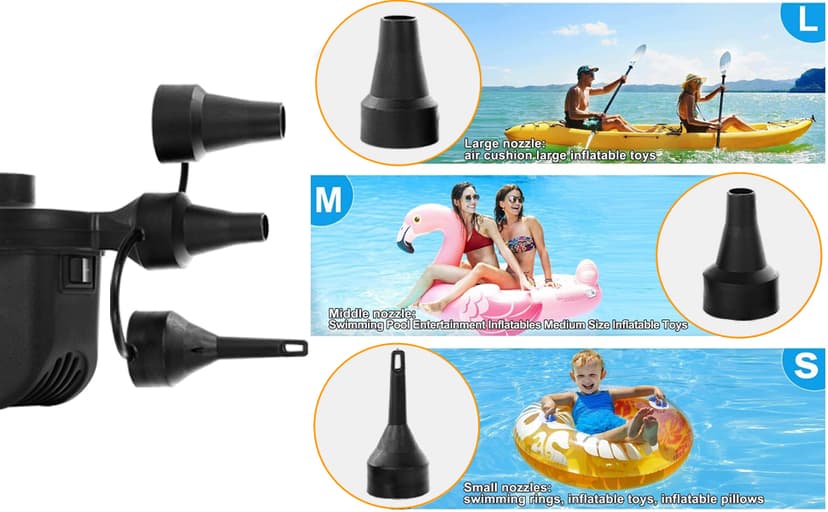 Newpol Inflatable Bed Pump, Electric Air Pump(100 Gallon/Min) for Air Mattress Beds, Inflatable Swimming Pools, Swimming Ring(AC110-240V/DC12V)