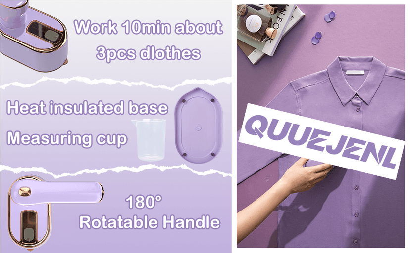 Travel Steamer Iron for Clothes Mini - Portable Ironing Machine Travel Small Size Portable Steamer Travel College Dorm Home Essentials (White)