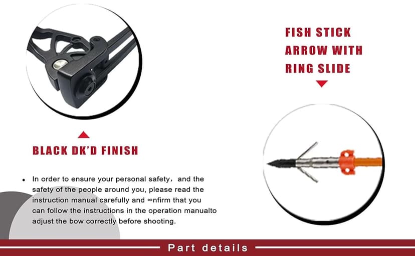 Bowfishing Bow Kit with Arrow Ready to Shoot Right Handed 15-45 LBS Draw Length 18"-29.5" Adjustable,Axle-to-Axle: 34.2",Complete Compound Bow Fishing Kit 2024 New