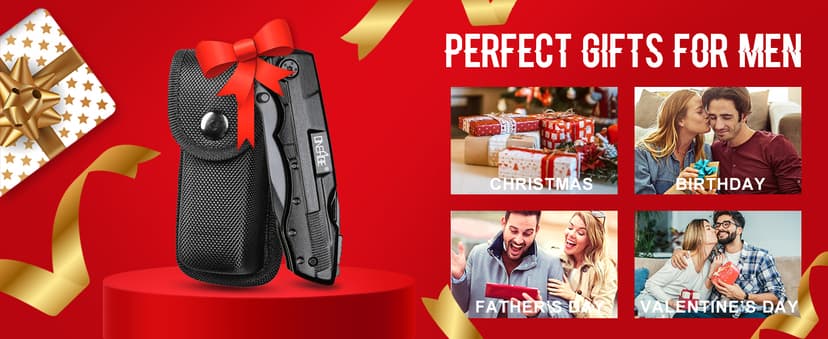 Gifts for Men Him Dad, Pocket Multitool Knife, Christmas Stocking Stuffers for Men, Anniversary Birthday Gifts for Husband, Boyfriend, Guy, Groomsmen, Fathers Day, Gadget for Hiking, Camping, Outdoor