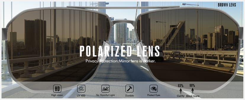 LUENX Aviator Sunglasses for Men Square Polarized Polygon Lens - UV 400 Protection with Accessories 61MM Driving Outdoor