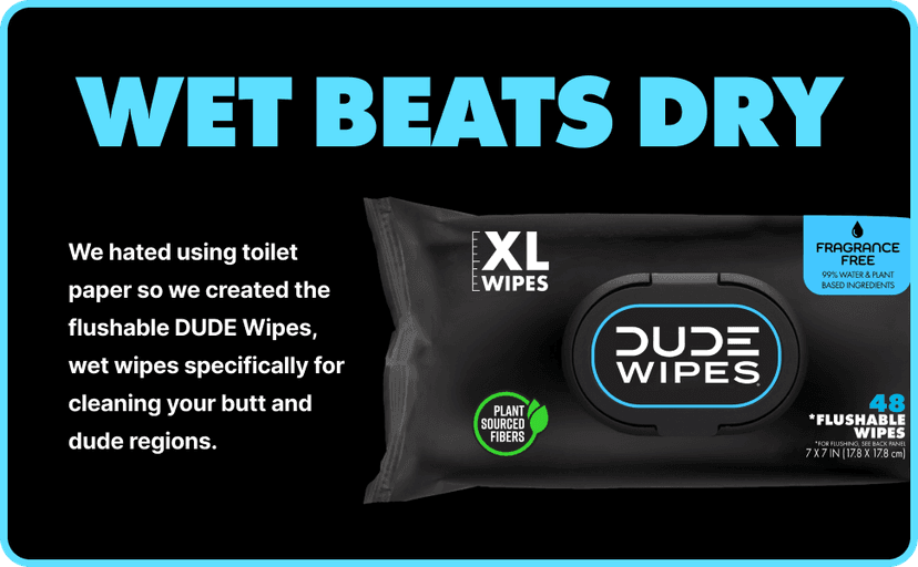 DUDE Wipes Flushable Wet Wipes 48 Count Dispenser, Unscented Wet Wipes with Vitamin-E & Aloe, Septic and Sewer Safe