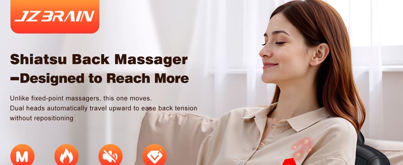 Shiatsu Back Massager with Heat : Up and Down Rolling Massage - Electric Back Massager for Pain Relief Deep Tissue - Heated Lower Back Massager for Office, Home Use